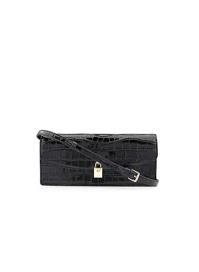 كابلي Women’s Croc-Effect Envelope Wallet with Lock Closure
